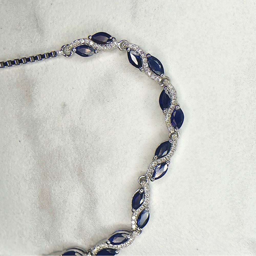 925 sterling silver and Natural Sapphire Bracelet - Picture 10 of 16